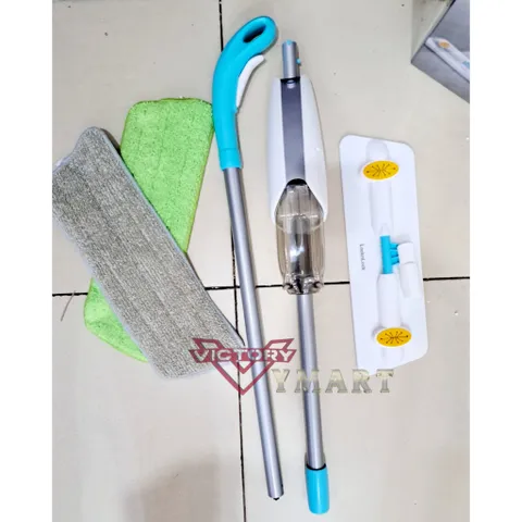 Cây Lau Nhà Dạng Xịt Nước LocknLock ETM461 - Công Nghệ Hơi Nước Tiện Lợi, 2 Bông Lau Trắng Phối Xanh, An Toàn Cho Sàn Nhạy Cảm