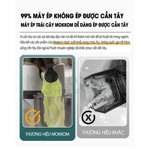 Máy Ép Chậm Trái Cây Mokkom MK-199 - Ép Nguyên Quả, Kiệt Bã 97% - Thiết Kế Gọn Nhẹ, Bảo Hành 1 Năm