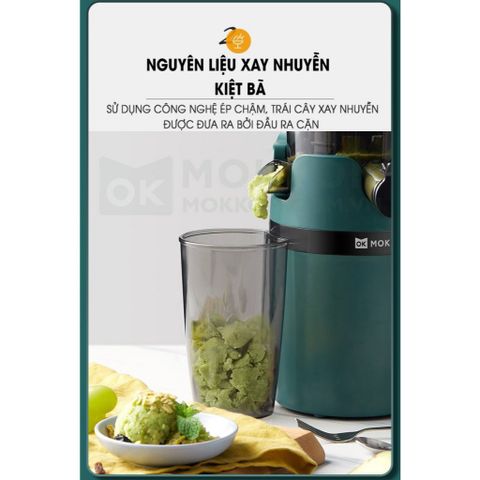 Máy Ép Chậm Trái Cây Mokkom MK-199 - Ép Nguyên Quả, Kiệt Bã 97% - Thiết Kế Gọn Nhẹ, Bảo Hành 1 Năm