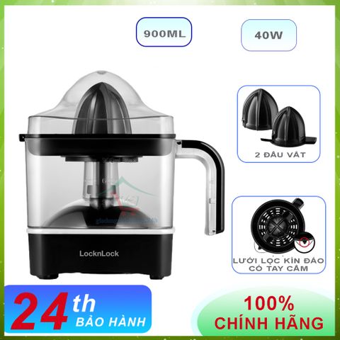 Máy Vắt Cam Locknlock EJJ246BLK 0,9L - Máy Ép Trái Cây Tiện Dụng, Cường Độ 40W, Thiết Kế Đẹp, Thương Hiệu Hàng Đầu, Bảo Hành 2 Năm