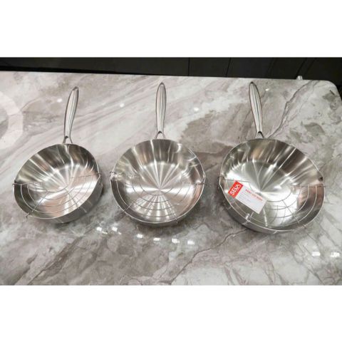 Chảo Sâu Lòng Nguyên Khối SEKA SK6030 - Chảo Inox Chống Dính Vĩnh Cửu Dùng Cho Mọi Loại Bếp - Hàng Chính Hãng Cao Cấp