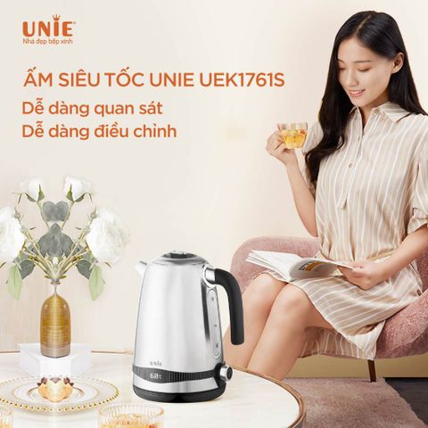 Ấm Siêu Tốc Unie UEK1761S 1.7L - Nhiệt Độ Có Thể Điều Chỉnh, Màn Hình LED, Inox 304, Công Suất 2200W, Bảo Hành 12 Tháng