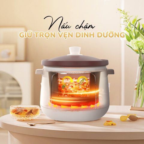 Nồi Kho Hầm Đa Năng 3L Unie USC308 - Lòng Gốm Tử Sa Cao Cấp, 8 Chức Năng Tiện Dụng, Công Nghệ Nấu Chậm, Hàng Chính Hãng