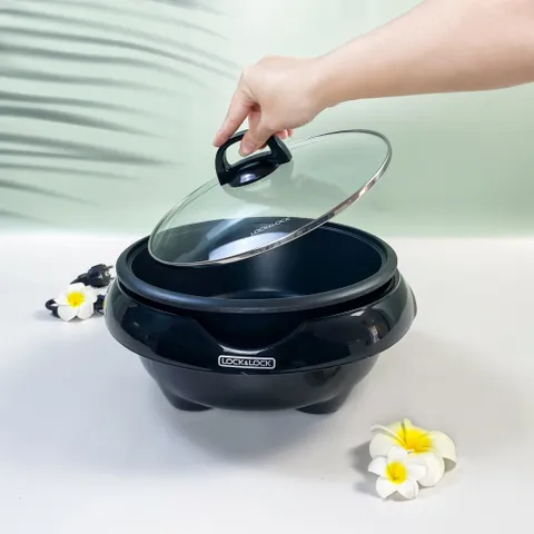 Nồi Lẩu Điện Đa Năng 5L LocknLock EJP331BLK 1650W, Chống Dính Cao Cấp, Thiết Kế Sang Trọng, Đa Chức Năng Nấu Nướng