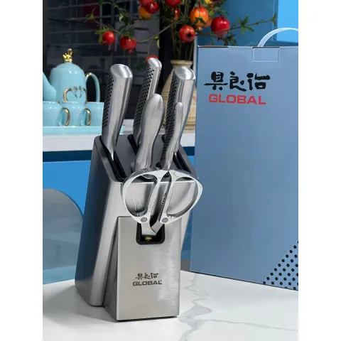 Bộ Dao Nhật Cao Cấp Global 7 Món - Thép Không Gỉ Cromova 18, Dụng Cụ Bếp Chuyên Nghiệp, Đặc Biệt Cho Đầu Bếp Tại Gia