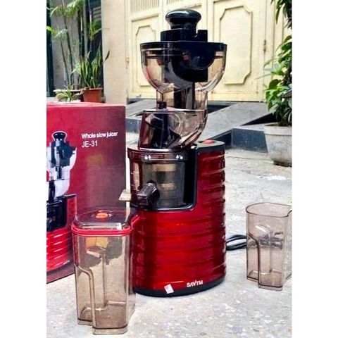 Máy Ép Trái Cây Chậm SAVTM JE-31 250W Đỏ - Ép Nguyên Quả, Giữ Dinh Dưỡng Tối Đa, Bảo Hành 12 Tháng, Tiện Lợi Cho Gia Đình