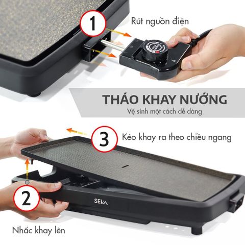 Bếp Nướng Điện Không Khói Seka SK540 - 1800W, Mặt Nhôm Chống Dính, Thiết Kế Sang Trọng, Bảo Hành 2 Năm
