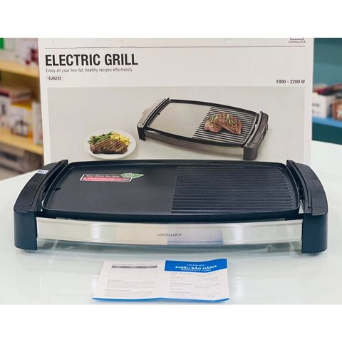 Bếp Nướng Điện Lock&Lock EJG232 - Vỉ Nướng Không Khói Đa Năng 1800W, Thiết Kế Gọn Nhẹ, Bảo Hành 2 Năm