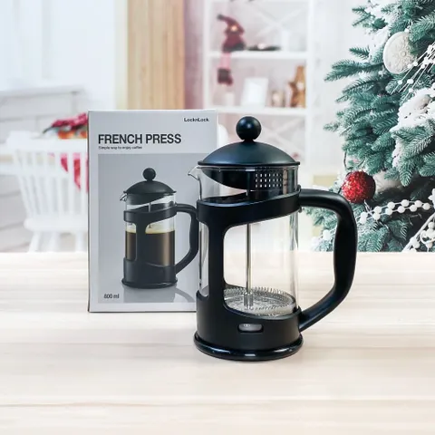 Bình Pha Trà Cafe French Press LocknLock LLG018, 800ml, Thủy Tinh Chịu Nhiệt Borosilicate