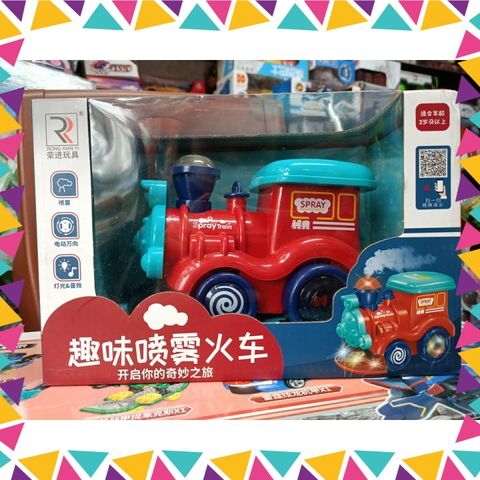 Đầu tàu hỏa chạy bằng pin có đèn, nhạc, có hơi nước Spray Train  #22930