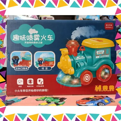 Đầu tàu hỏa chạy bằng pin có đèn, nhạc, có hơi nước Spray Train  #22930