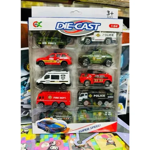 Đồ chơi mô hình xe 10 chiếc xe ô tô sắt chạy đà Die Cast Super Speed 1:64 625