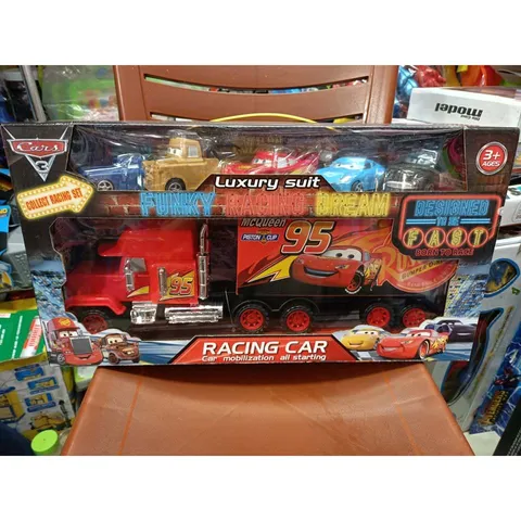 Đồ chơi xe ô tô tải Mcqueen và 5 xe nhỏ chạy bằng đà 919-115