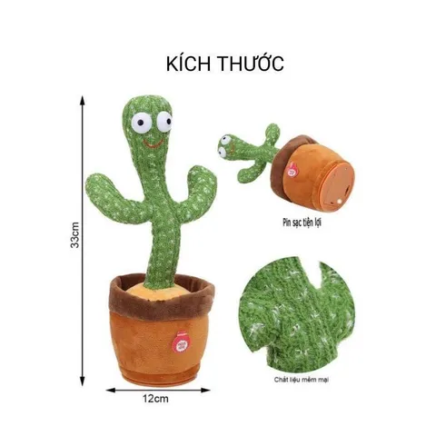 Cây xương rồng chạy bằng pin sạc, phát nhạc, ghi âm giọng nói, nhảy múa