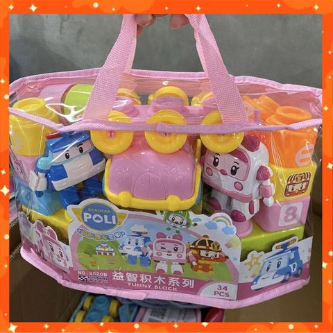Túi Đồ Chơi Xếp Hình Robocar Poli 34Pcs #3620 Chọn Màu Ngẫu Nhiên