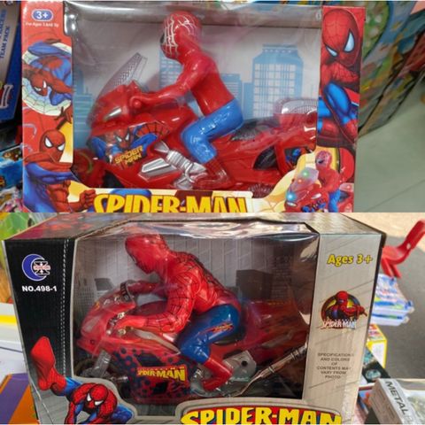 Siêu nhân người nhện Spider man đi xe máy chạy bằng pin có đèn và nhạc, chọn ngẫu nhiên 498-1 HX28198