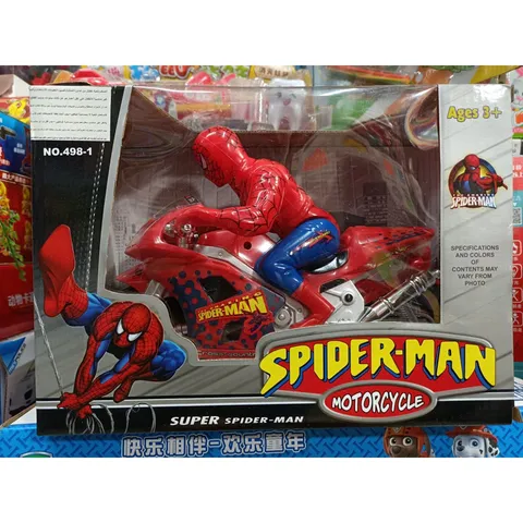 Siêu nhân người nhện Spider man đi xe máy chạy bằng pin có đèn và nhạc, chọn ngẫu nhiên 498-1 HX28198