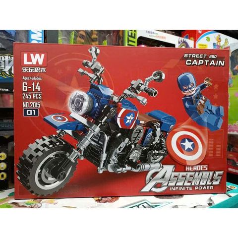 Đồ chơi lắp ráp 2015-01 2015-02 xe máy siêu nhân người nhện Spider man và người sắt Iron man có 2 phân loại