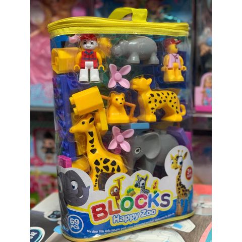 6640 Happy Zoo blocks Đồ chơi túi xếp hình chủ đề công viên sở thú gồm 69 chi tiết - chọn ngẫu nhiên