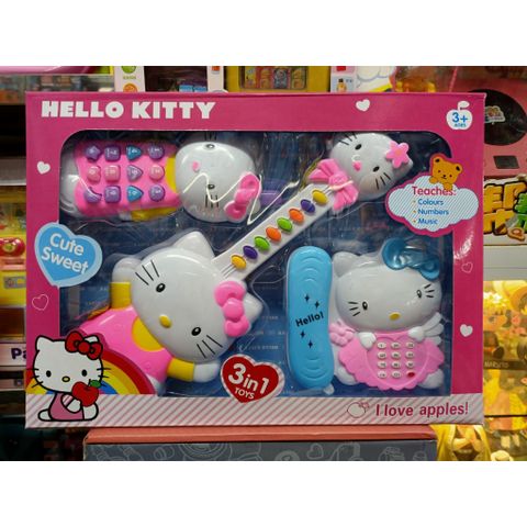 Đồ chơi đàn guitar Hello Kitty #KT1203 hoạt động bằng pin có đèn và nhạc