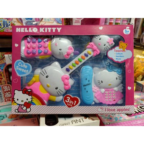 Đồ chơi đàn guitar Hello Kitty #KT1203 hoạt động bằng pin có đèn và nhạc