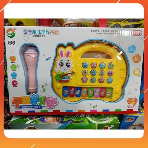 Đồ chơi đàn piano hình con thỏ kèm micro chạy bằng pin #33635 Chọn Màu Ngẫu Nhiên