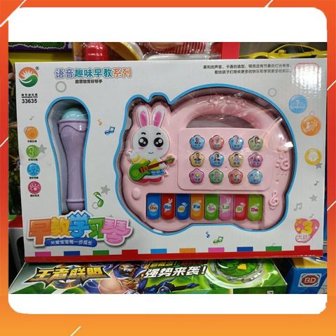Đồ chơi đàn piano hình con thỏ kèm micro chạy bằng pin #33635 Chọn Màu Ngẫu Nhiên