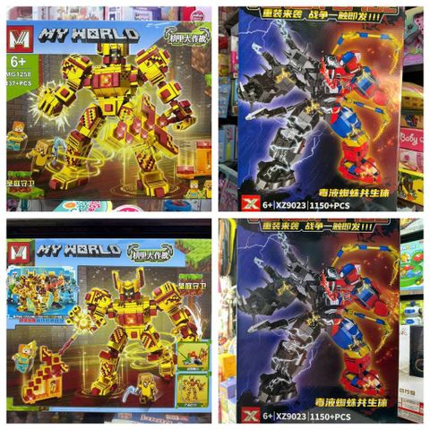 (XZ9023 MG1258) Đồ chơi lắp ráp robot siêu anh hùng có 2 phân loại Iron man Venom Spider man