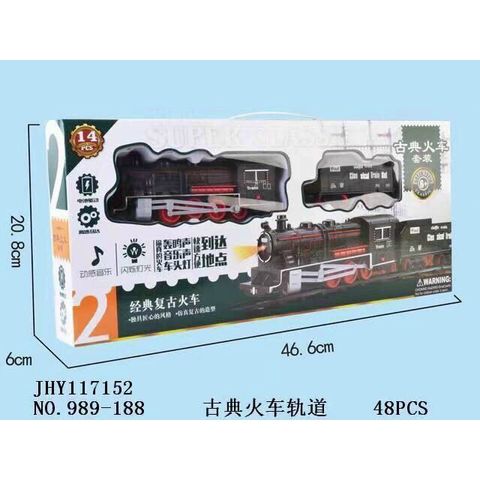 Đồ chơi tàu hỏa đường ray 2 toa chạy bằng pin có đèn và âm thanh 813-2 989-188
