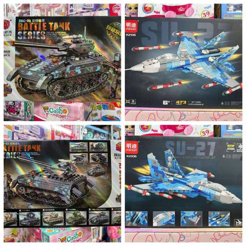(XJ-868 K2106) Đồ chơi lắp ráp có 2 phân loại xe tăng ZBD-03 Battle tank, máy bay Sky Cobra war Plane Freighter jet