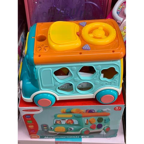 Xe ô tô bus đồ chơi có búa gõ chuột LM705 Multifunction bus