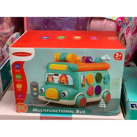 Xe ô tô bus đồ chơi có búa gõ chuột LM705 Multifunction bus
