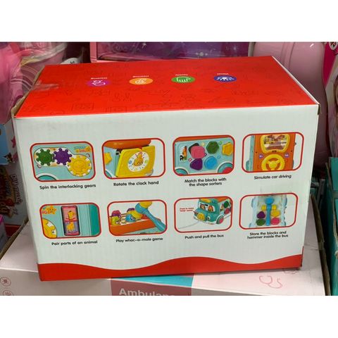Xe ô tô bus đồ chơi có búa gõ chuột LM705 Multifunction bus