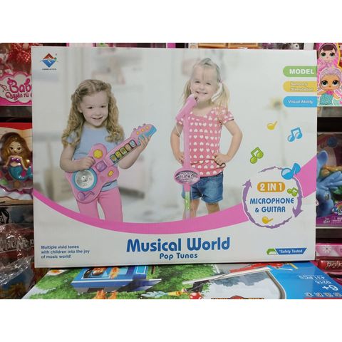 Đồ chơi 2in1 đàn guitar và microphone cho bé tập hát 2897-1