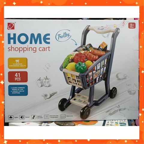 Set Đồ Chơi Xe Đẩy Siêu Thị Cỡ To, Lắp Pin Có Đèn Và Nhạc #668-101