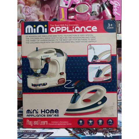 Đồ chơi nhập vai máy khâu, bàn là chạy bằng pin có đèn, shop tặng kèm pin