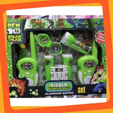 Bộ đàm, ống nhòm, la bàn, đèn pin đồ chơi cho bé (613 BEN10 Walkie Talkie)