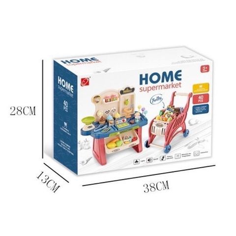Đồ Chơi Quầy Bán Hàng Và Xe Đẩy Siêu Thị Lắp Pin Có Đèn Và Nhạc #668-83