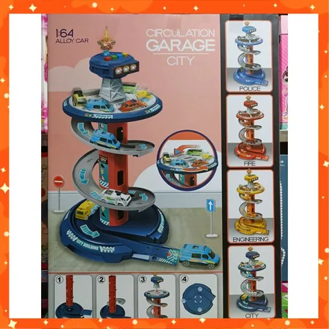 Bộ Đồ Chơi Bãi Gửi Xe Ô Tô 2 Tầng Có Đèn, Nhạc (660-A323)