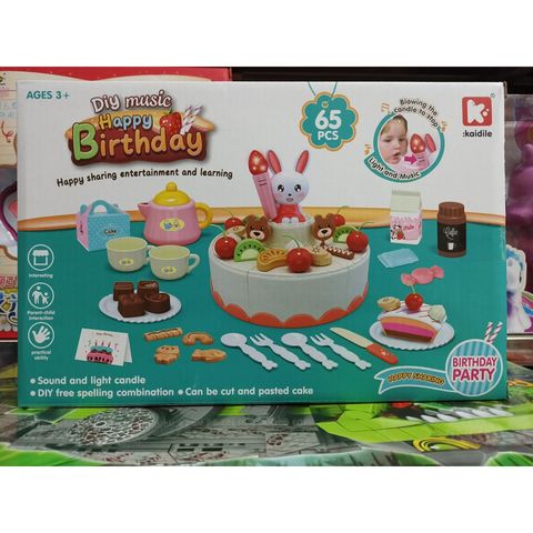 BÁNH SINH NHẬT 65 CHI TIẾT ĐỒ CHƠI CHO BÉ CÓ ĐÈN VÀ NHẠC KÈM PIN (G673A)