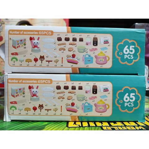 BÁNH SINH NHẬT 65 CHI TIẾT ĐỒ CHƠI CHO BÉ CÓ ĐÈN VÀ NHẠC KÈM PIN (G673A)