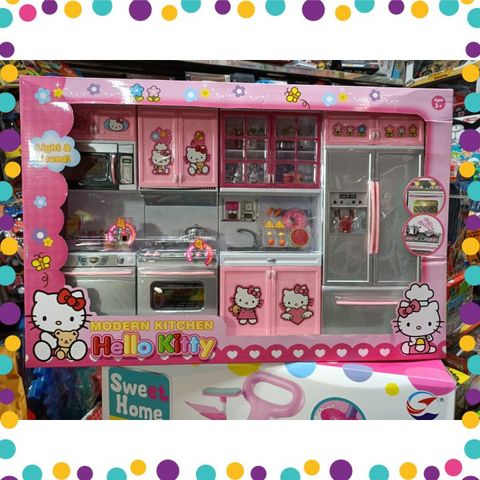 Bộ Nhà Bếp Kitty 4 Ngăn Có Đèn Và Nhạc Đồ Chơi Đồ Hàng Cho Bé Tặng Kèm Pin (26211)