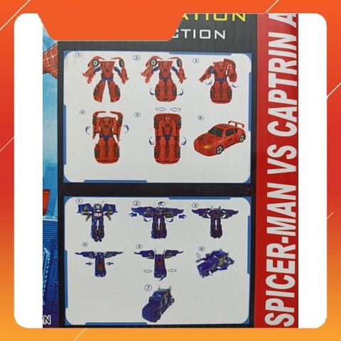 LẮP GHÉP BIẾN HÌNH Ô TÔ ROBOT SIÊU NHÂN AVENGERS Spider man và Captain America (8881-2)