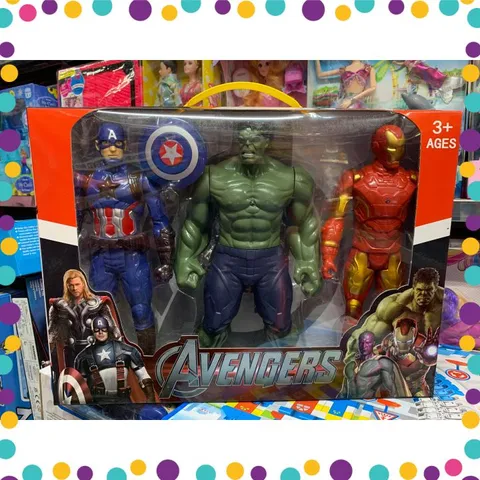 Hộp 3 Siêu Nhân Avengers cao 30cm có đèn Captain America - Hulk - Iron man (3799-7)