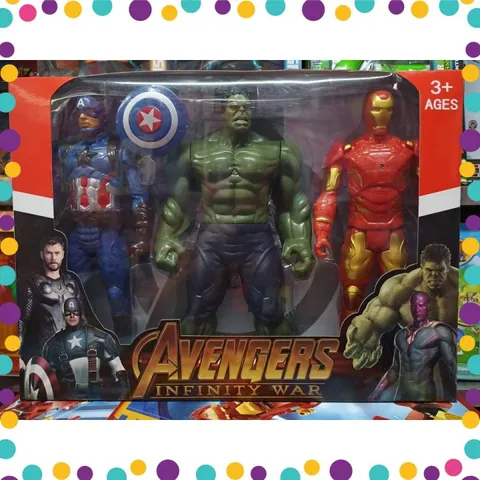 Hộp 3 Siêu Nhân Avengers cao 30cm có đèn Captain America - Hulk - Iron man (3799-7)