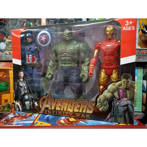Hộp 3 Siêu Nhân Avengers cao 30cm có đèn Captain America - Hulk - Iron man (3799-7)