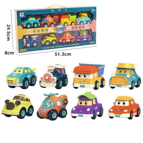 Bộ 8 xe ô tô chạy đà cute car hoạt hình BJ660