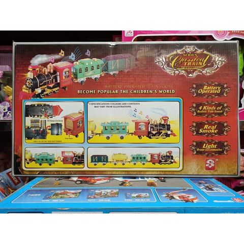 Tàu hỏa xe lửa 4 toa chạy bằng pin mã 2413 có đèn và âm thanh, Shop tặng kèm pin