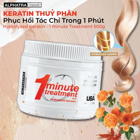 KEM Ủ 1 PHÚT KERATIN THUỶ PHÂN ALPHATRA CLASSIC – USA 500g ( Cam )
