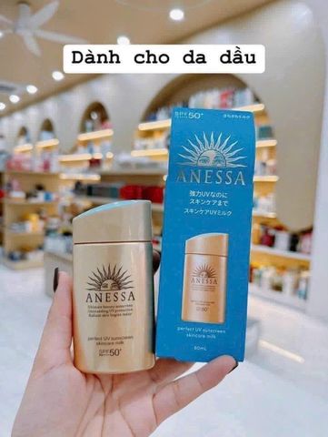Kem Chống Nắng Anessa Perfect UV Sunscreen Milk SPF50+ 60ml - Bảo vệ da hoàn hảo, không nhờn rít, chống thấm nước, phù hợp mọi loại da
